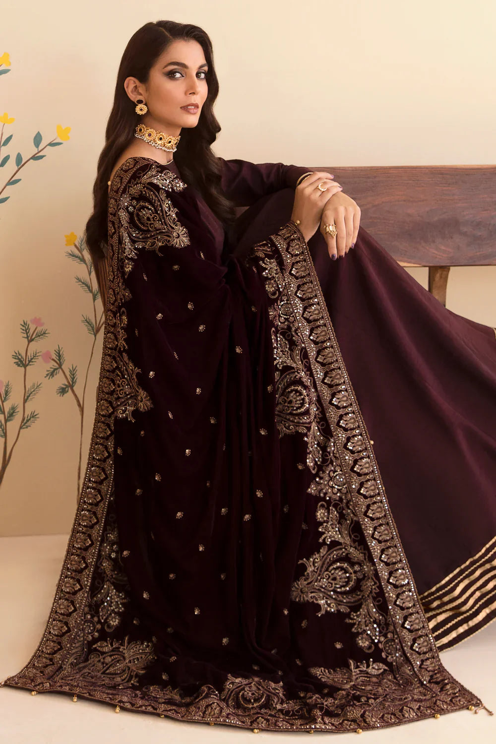 Shop JAZMIN Velvet Formal VF-2041 at Raz Ruya! Huge discounts on luxury Pakistani designer wear. Fast delivery to UK, USA & Canada. End-of-Year & New Year Sale!