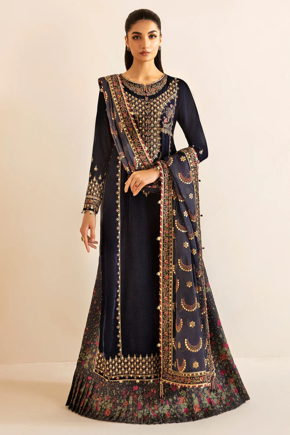 Shop JAZMIN Velvet Formal VF-2031 at Raz Ruya! Huge discounts on luxury Pakistani designer wear. Fast delivery to UK, USA & Canada. End-of-Year & New Year Sale!